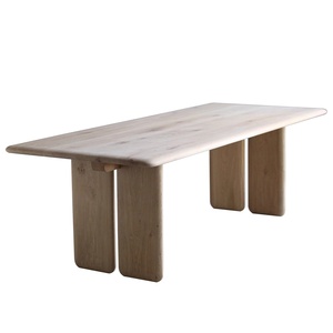 Set Tavolo da Pranzo e Panche in Legno Massello Stile Wabi-Sabi Moderno Semplice, Design Nordico Francese per Soggiorno, 4 Posti - Product Image 5