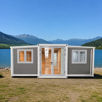 Maison conteneur pliable à structure en acier modulaire pour jardin, studio et petit terrasse, idéale pour les projets de construction et les travaux.