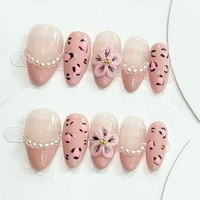 Autocollants 3D en résine Weiyu pour ongles, motif léopard rose perlé, pour femmes, origine Zhejiang, abricot court
