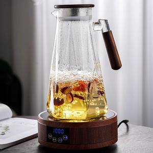 Pichet à thé en verre avec base numérique, grande capacité 1,5 L, pour usage domestique, design de tasse droite - Product Image 1
