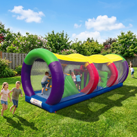 Course d'obstacle gonflable de 10m de long, avec couverture solaire, jeu interactif d'extérieur pour amusant