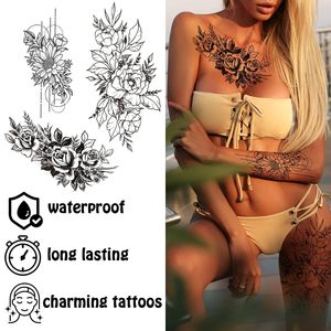 Tatuaggi temporanei per donne adulti, adesivi impermeabili per il trucco realistico delle gambe dei fiori - Product Image 6