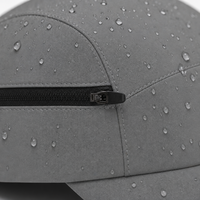 Industriële grijze 5-panel pet met zijritsvak, waterdicht polyester, groothandel, verstelbaar, streetwear cap