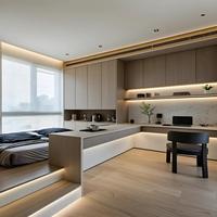 Lit Tatami Modulable Multi-Scènes avec Armoire Intégrée et Bureau Pliant – Espace de Repos Intérieur pour Appartement en Location et Famille