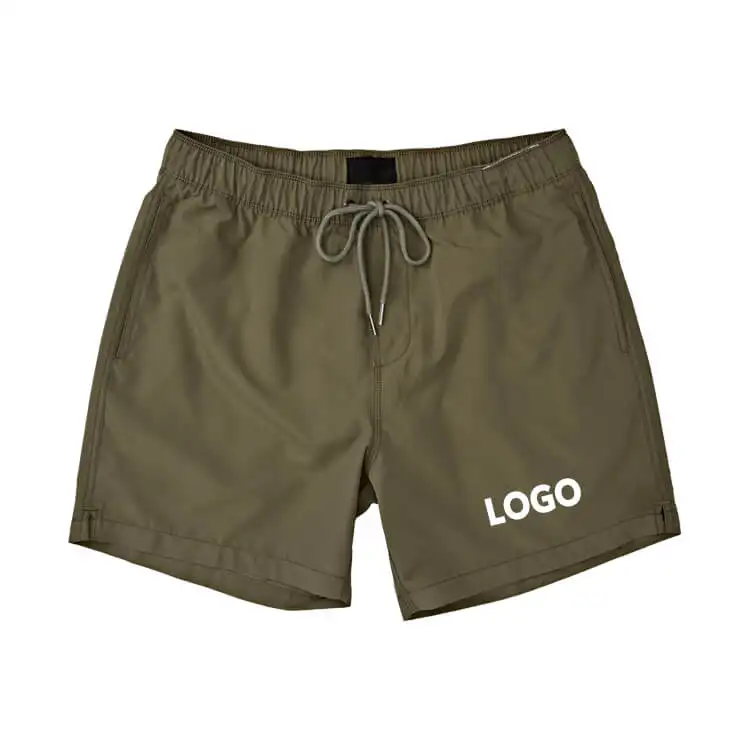 Custom log sublimation brown 0-3 months kids young boy 1 inch inseam recycled swimwear toddler swim trunks with zipper pockets