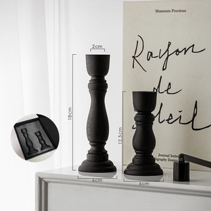 Elegant and Minimalist Geometric <strong>Black</strong> Wood <strong>Candlestick</strong> <strong>Holder</strong> Stylish and Beautiful for Home Decor and Festive Ambiance - Product Image 3