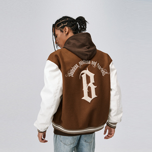 American Retro Veste brodée en <span class=keywords><strong>cuir</strong></span> de Pu XL pour hommes, uniforme de baseball d'hiver avec logo incurvé et désossé, épissage de <span class=keywords><strong>serviette</strong></span>. - Product Image 4