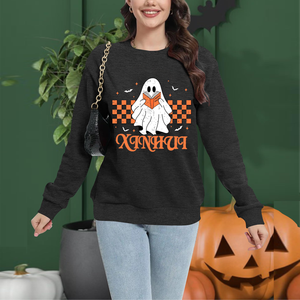 Sudadera de Felpa Francesa con Estampado de Fantasma de Halloween para Mujer, Estilo Casual, Holgada, de Manga Larga, para Venta en Línea - Product Image 6