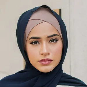 2022批发女性伊斯兰流行穆斯林女性底盖十字架内围巾底盖头巾