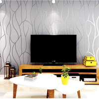 Papel tapiz floral estereoscópico 3D moderno para FONDO DE TV europeo no tejido raya simple curva dormitorio ignífugo impermeable