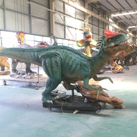 HT-026 Dinosaurus Animatronik Triceratops Ukuran Asli dengan Mata Berkedip dan Suara, untuk Dalam dan Luar Ruangan, Cocok untuk Taman Petualangan