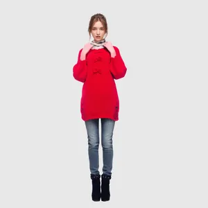 D1204TD37热销冬季长袖圆领针织红色套头衫女士毛衣Sehe时尚
