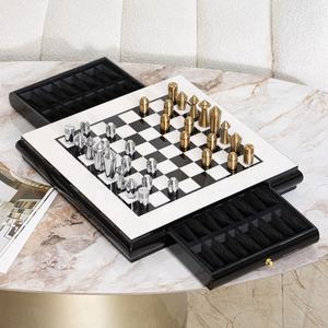 Juego de <span class=keywords><strong>Ajedrez</strong></span> de Metal de Lujo con Caja de Almacenamiento, Decoración Elegante para el Hogar y Juego Intelectual - Product Image 4