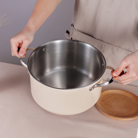 Casseroles et marmites en acier inoxydable SS304 de conception coréenne, colorées, avec fond triple couche, couvercle en verre trempé, compatibles lave-vaisselle et four.