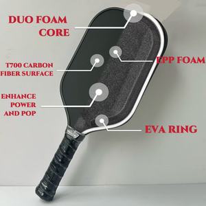 Raquette de pickleball OEM Ridge-Core Design EPP EVA en fibre de carbone brute, équilibrée pour les desserts sucrés, sans motif - Product Image 2