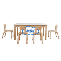 JOOYES Armoire de rangement moderne pour jouets de pépinière Unité d'organisation d'étagère Préscolaire Éducation précoce Table en bois Ensemble de chaises pour l'école