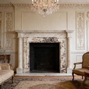 <span class=keywords><strong>D</strong></span>écoration de foyer en marbre moderne et luxueuse sur mesure, en marbre italien Calacatta Viola - Product Image 1