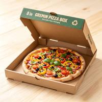 Boîtes à pizza rigides en papier kraft écologiques et recyclables avec logo personnalisé, cartons de livraison de nourriture en carton ondulé de qualité alimentaire, impression quadricolore