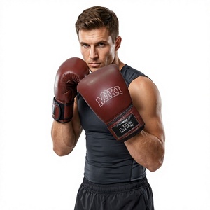 Guantes de Boxeo de Cuero de 8oz Transpirables y que Absorben la Humedad con Cordones para Hombres y Mujeres, para Kickboxing, MMA, Entrenamiento de Combate con Saco Pesado - Product Image 1