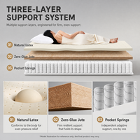 Kasur Matras Premium Latex Modern Grosir dalam Kotak Ukuran Twin Single King Size Gel Pocket Spring Memory Foam