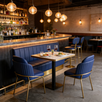 Ensemble de canapés en cuir bleu de haute qualité pour restaurants à thème haut de gamme