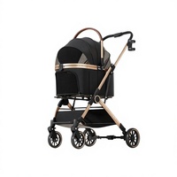 Poussette pliable en métal pour animaux de compagnie, chariot de voyage léger détachable pour chiens et chats avec ventilation en maille pour la promenade