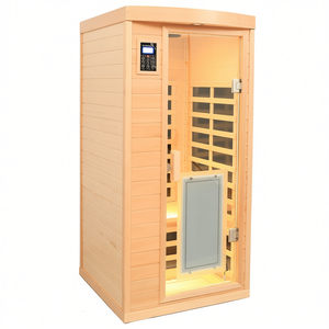 Sauna infrarouge lointain individuel en hemlock avec porte à faible EMF et panneau chauffant, pour usage intérieur, construction en bois massif - Product Image 1