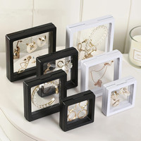 Boîtes de présentation flottantes pour bijoux en film PE A1 9*9 cm, boîte de suspension, personnalisation, rangement pour bijoux, présentation de bijoux