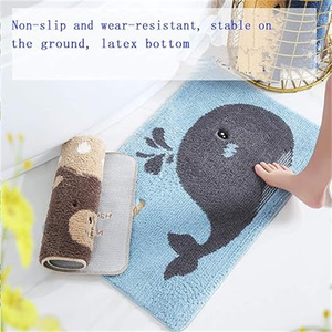 Tapis de bain pour enfants, lavable en machine, séchage rapide, absorbant, antidérapant, motif baleine, pour la salle de bain - Product Image 6