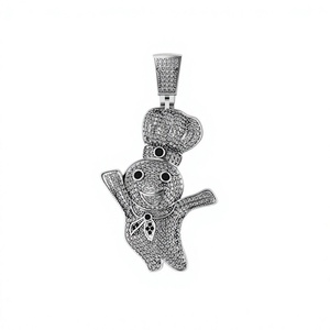 Collier tendance en argent sterling 925 avec pendentifs et breloques personnalisés en forme de billet de banque, style hip-hop, sertis de diamants Moissanite, bijoux fantaisie - Product Image 1
