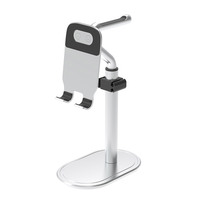 Support pour casque en aluminium avec support de téléphone réglable en angle, support de téléphone portable pour table