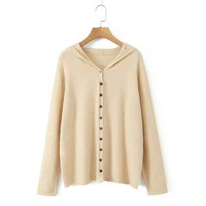 Cárdigan de punto holgado con capucha para mujer Runqi, manga larga, grosor medio, antipilling, suéter informal de otoño, talla grande - Product Image 4