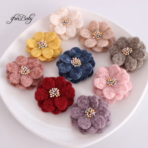 Patchs 3D DIY Coréens Daisy 5cm, Fleurs <span class=keywords><strong>en</strong></span> Tissu de Laine Douce Faites à la Main, Type Feutre, Accessoires pour Cheveux et Chapeaux - Product Image 1