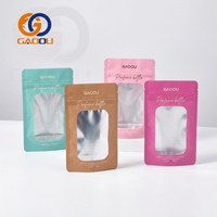 Sachet d'emballage en papier kraft bleu personnalisé refermable avec fenêtre, en plastique, pour chips, thé, épices, aliments, avec fermeture éclair en aluminium