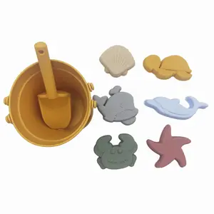 Commercio all'ingrosso della fabbrica di Silicone secchio di sabbia giocattoli per bambini estate eco-friendly riutilizzabile per bambini in Silicone spiaggia giocattoli