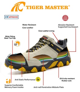 Chaussures de sécurité pour hommes, antidérapantes, résistantes à l'huile et aux acides, semelle en caoutchouc souple, doublure en cuir, embout en acier, anti-perforation, mode, randonnée, sport - Product Image 5