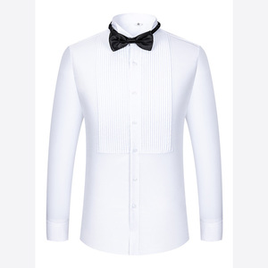 <span class=keywords><strong>Chemise</strong></span> de <span class=keywords><strong>smoking</strong></span> décontractée haut de gamme pour <span class=keywords><strong>homme</strong></span>, col mandarin, simple boutonnage, <span class=keywords><strong>blanche</strong></span>, OEM - Product Image 1
