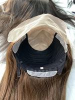 Perruque médicale en soie, cheveux humains vierges, sans colle, avec dentelle frontale, nœuds blanchis, couleur naturelle, perruque personnalisée