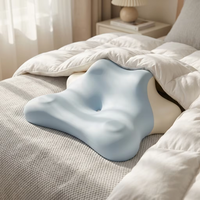 Oreiller ergonomique en mousse à mémoire de forme en forme de papillon pour les dormeurs sur le ventre, lecture, téléphone, tablette, housse lavable bicolore