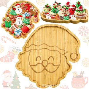 Bandeja de Bambú de Santa Claus, Plato de Servir de Madera Natural, Ecológico, Reutilizable, Duradero, para Aperitivos Infantiles, Decoración Navideña - Product Image 5