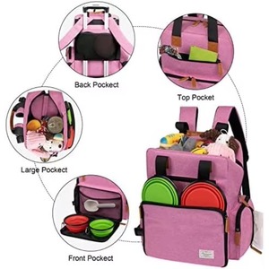 Sac à dos de voyage pour chien, sacs multi-poches pour chien pour voyager avec un récipient pour la nourriture, des bols pliables, une nappe, approuvé par les compagnies aériennes - Product Image 2