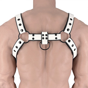 Harnais de poitrine en cuir blanc pour homme avec doubles anneaux et bretelles – Sous-vêtements de tentation - Product Image 2