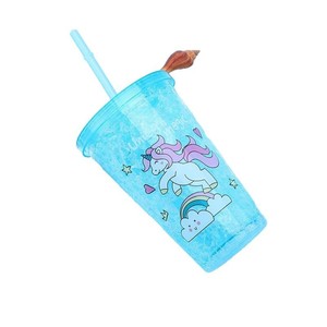 Unicorn Double Layer Plastic <b>Straw</b> <b>Cup</b> Mixed Color Cartoon Design Party Drinkware With <b>Lid</b> <b>And</b> <b>Straw</b> Portable Water <b>Cup</b> - Product Image 5