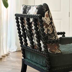 Canapé simple <span class=keywords><strong>en</strong></span> tissu de bois massif rétro français petite chaise de loisirs de balcon domestique dans la chaise longue paresseuse de style ancien - Product Image 2