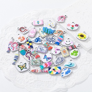 HB918 Venta al por mayor SUMMLY Colgantes de acero inoxidable con diseños de mar, esmalte marino, peces, conchas y corazones para fabricación de joyas DIY - Product Image 3