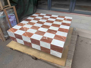 โต๊ะกาแฟกลเม็ดหินหินอ่อนแบบทันสมัยโต๊ะผสมสีชาสำหรับห้องนั่งเล่น - Product Image 4