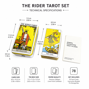 Custom <strong>Tarot</strong> <strong>Cards</strong> with Gold Gilded Edges Professional 350gsm Linen Rider Waite <strong>Tarot</strong> in Tin Box OEM Wholesale - Product Image 3