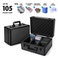 Boîte de rangement portable en aluminium durable pour cartes de sport et de collection, 43 compartiments, 160+ cartes, 4 rangées