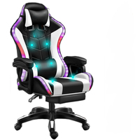 Fauteuil de jeu pivotant RGB en gros, réglable, avec lumières LED, haut-parleurs et fonction massage en cuir