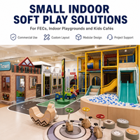 Equipo de juegos infantiles comercial pequeño para interiores, modular y personalizado, con zona de juegos temática, piscina de bolas, toboganes y pista de paseo para FEC